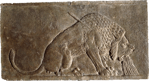 The Dying Lion, a stone panel from the North Palace of Ashurbanipal, Nineveh, northern Iraq, Neo-Assyrian, around 645 BC